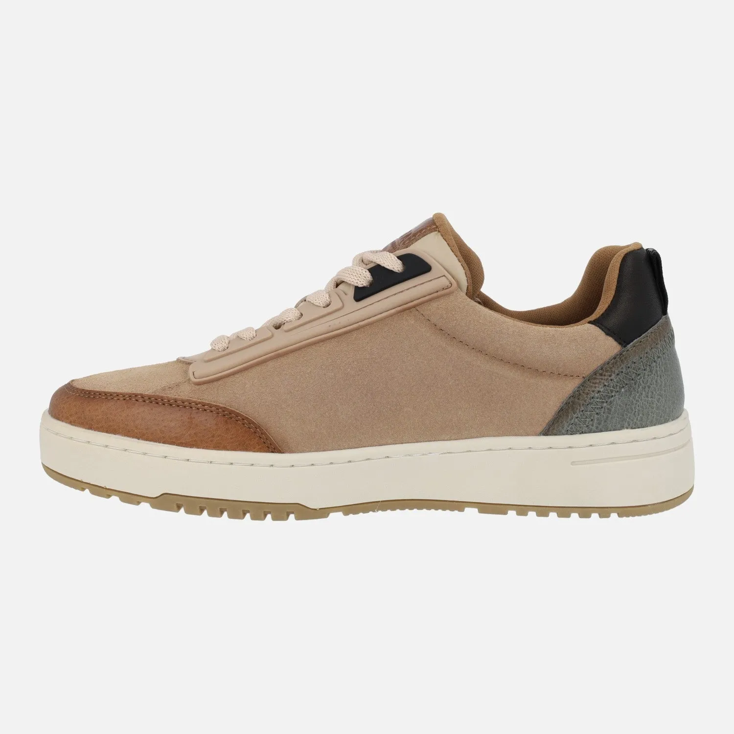 Zapatillas deportivas de piel combinadas con cordones y cremallera