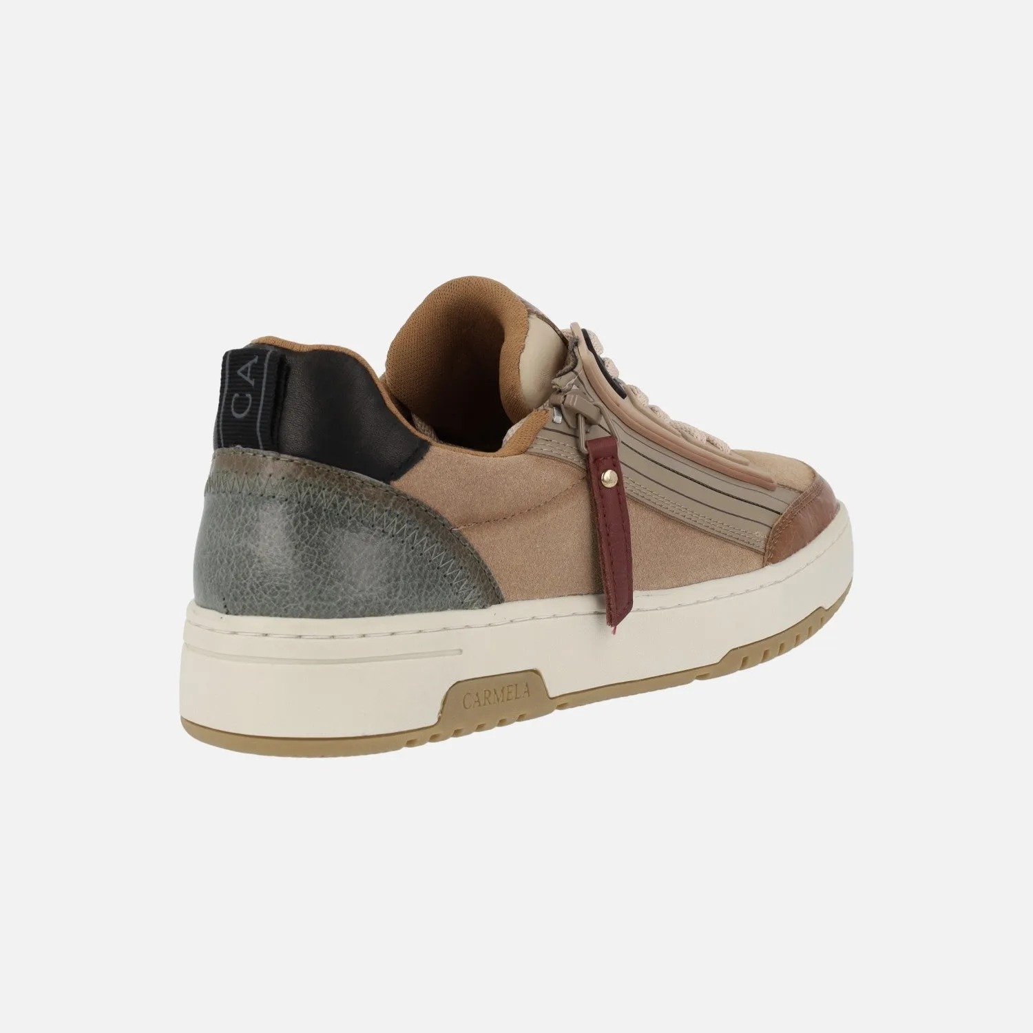 Zapatillas deportivas de piel combinadas con cordones y cremallera