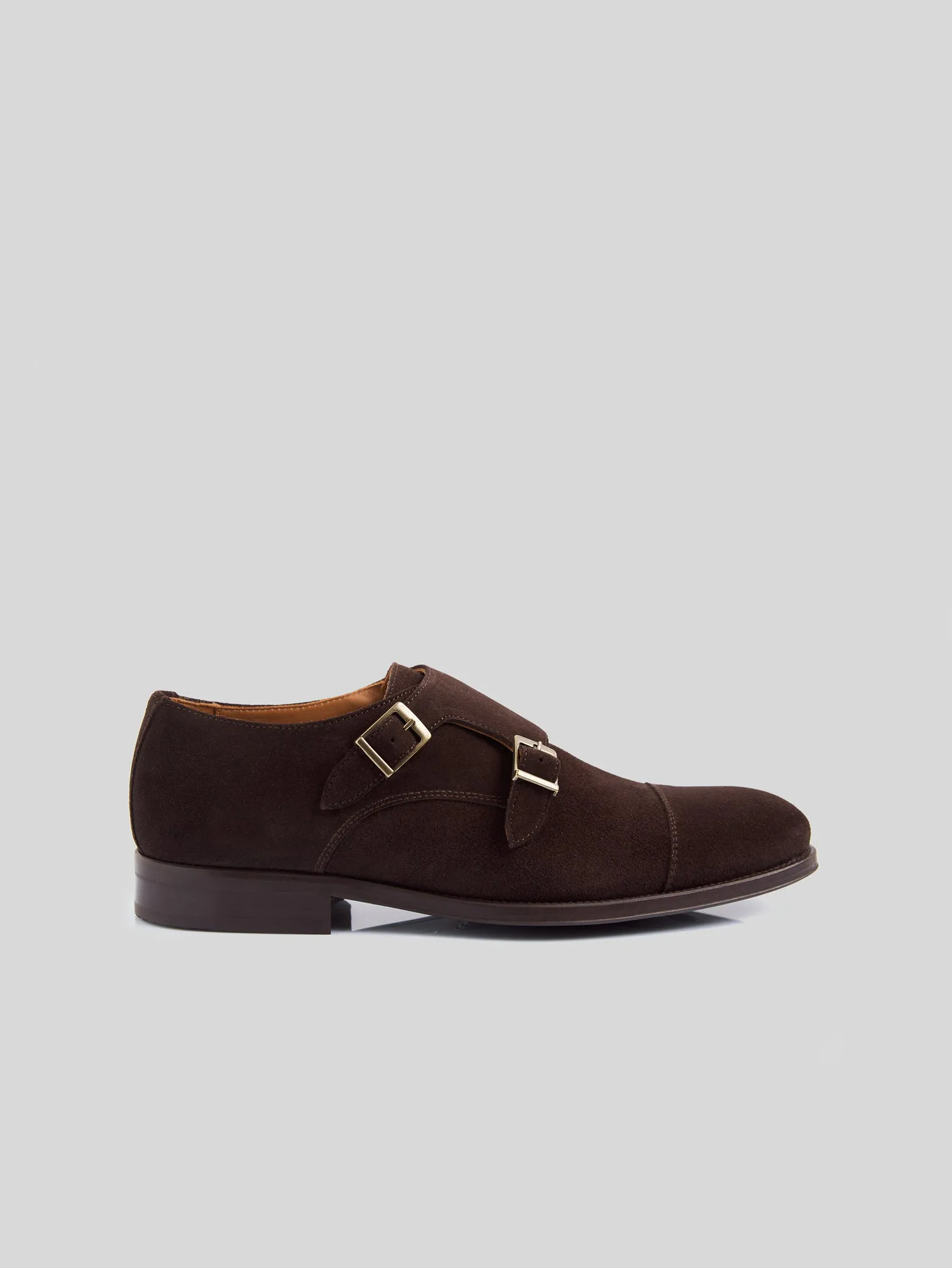 Zapato vestir monkstrap ante marron