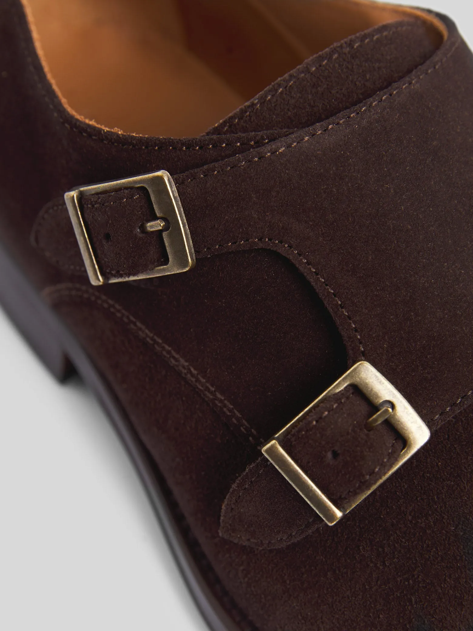 Zapato vestir monkstrap ante marron