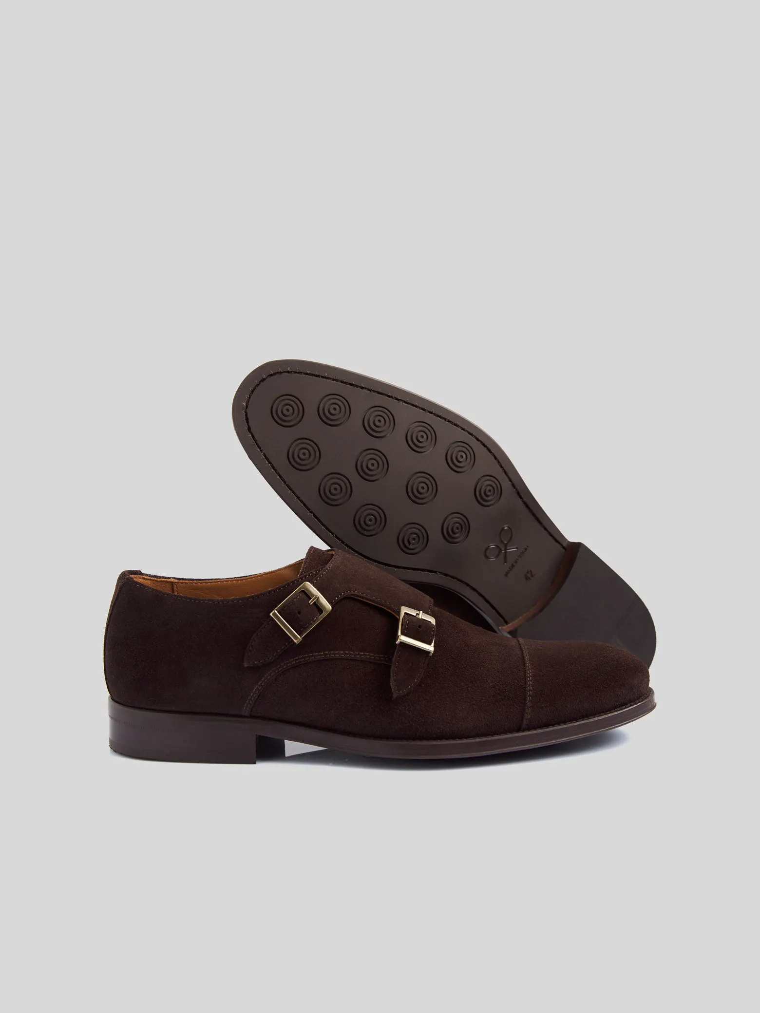 Zapato vestir monkstrap ante marron