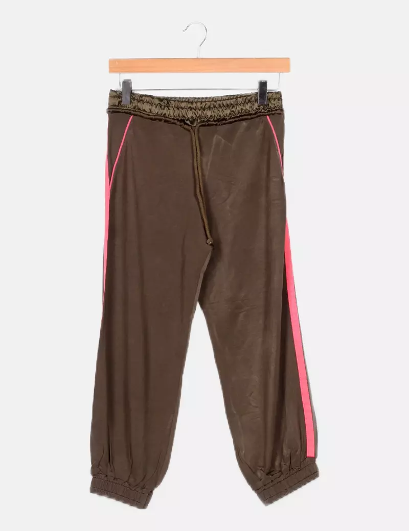 Zara Pantalón verde deportivo
