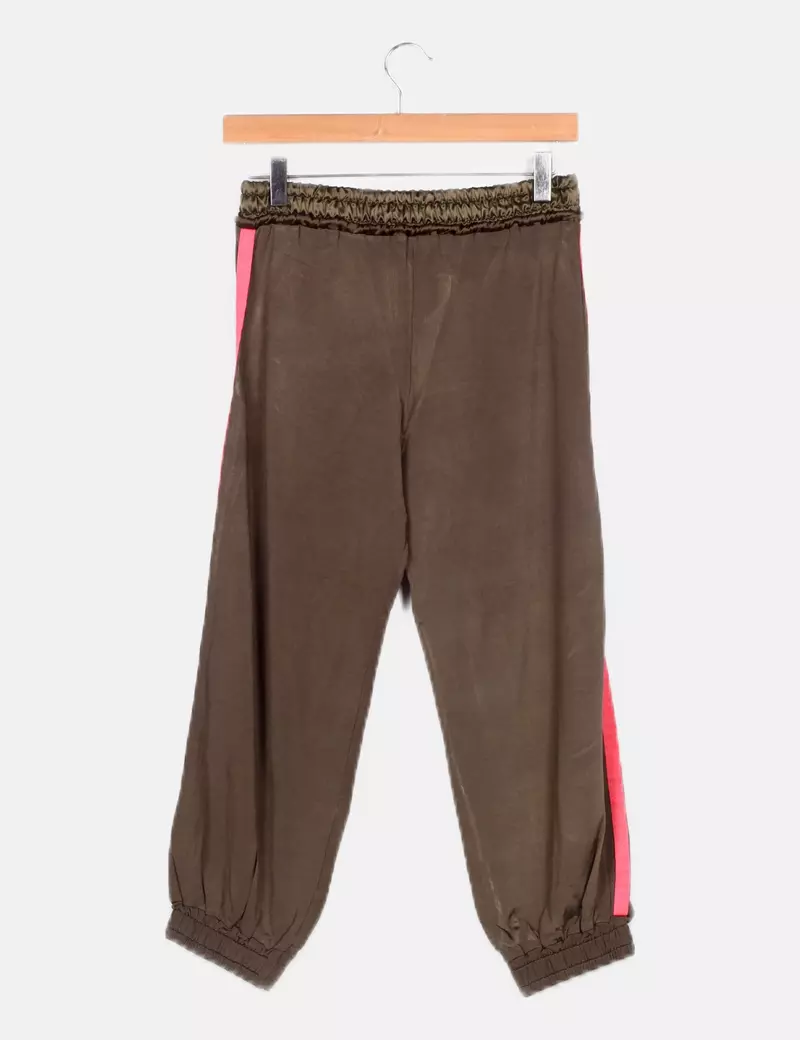 Zara Pantalón verde deportivo
