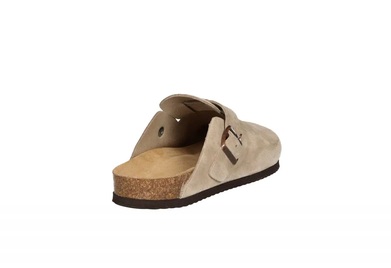 Zueco Serraje Taupe Aberturas y Hebilla Lateral Piso Marron